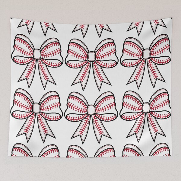 Item preview, Baseball Stitch Pattern Bow Illustration designed and sold by ArtfulWeave.