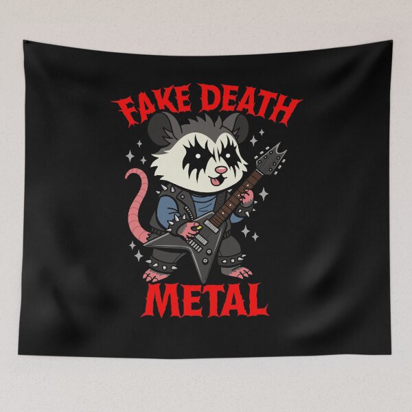 Item preview, Fake Death Metal Funny Opossum Meme designed and sold by BoggsNicolasArt.