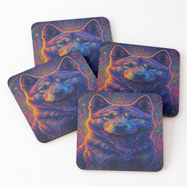 Item preview, "Psychedelic Akita – Watcher of the Fractal Veil" designed and sold by 7thRayVault.
