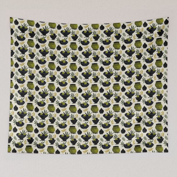 Item preview, Mediterranean Green and Black Olives Branches designed and sold by MidArtForge.