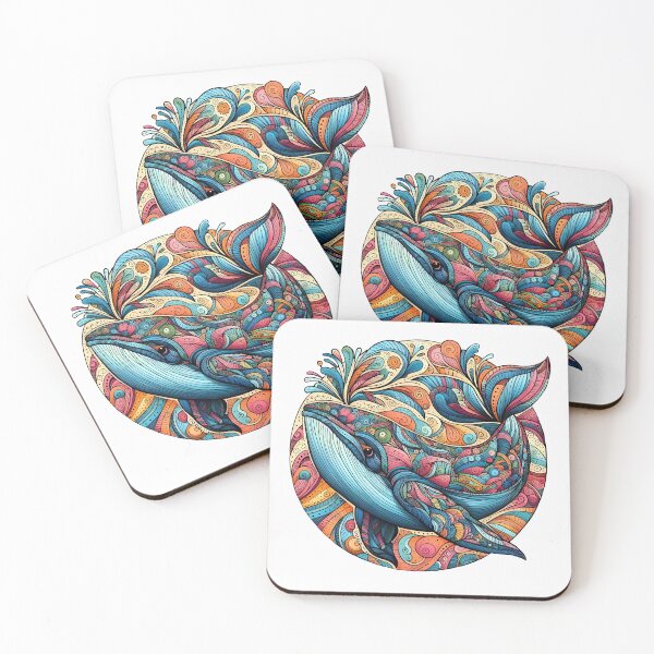 Item preview, Whale Zentangle – Bloom | Vibrant Abstract Ocean Art designed and sold by Zaru Zentangle Studio.