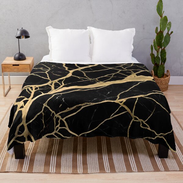 Item preview, Luxurious Black Marble with Gold Veins designed and sold by ColorMotionArt.