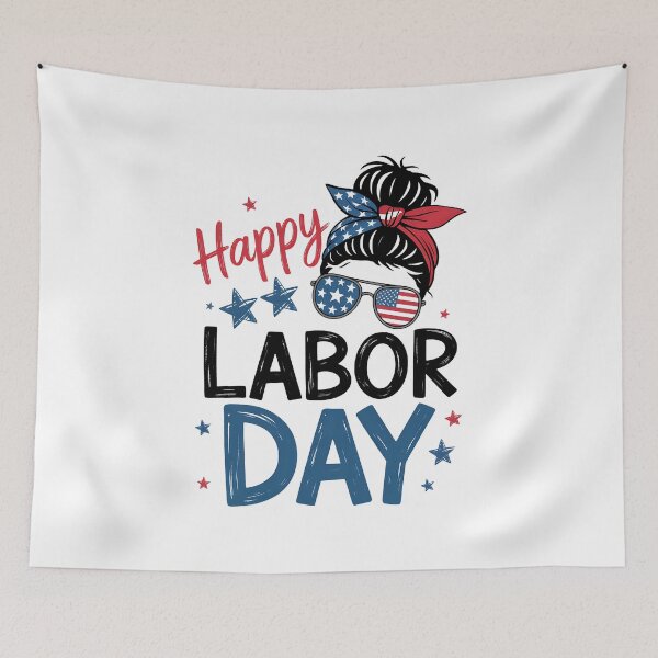 Item preview, Messy Bun Labor Day USA Flag designed and sold by BakeryDozen.