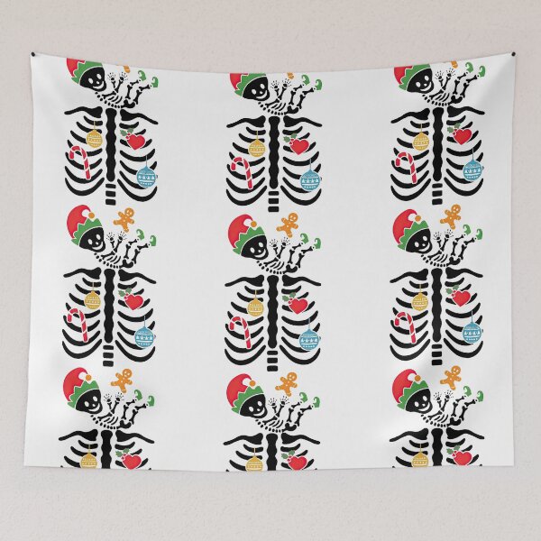 Item preview, Funny Christmas Skeleton with Festive Baby and Decorations designed and sold by ArtfulWeave.