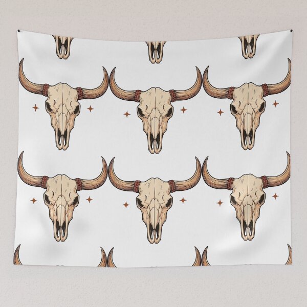 Item preview, Boho Bull Skull with Horns and Western Stars designed and sold by ArtfulWeave.