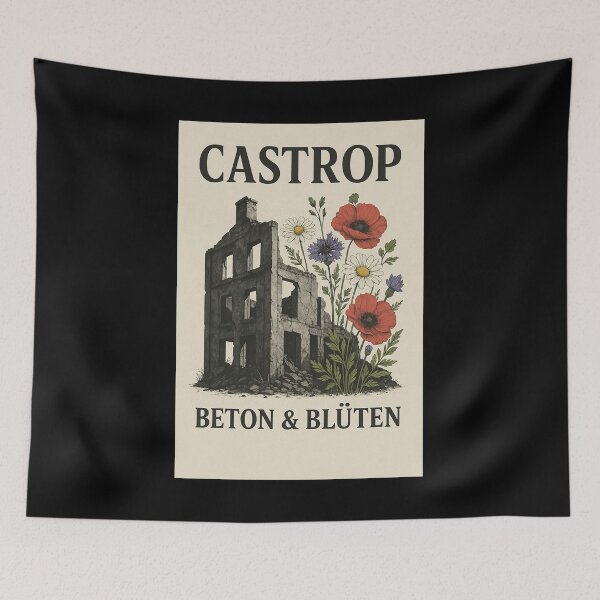 Item preview, Castrop – Concrete & Blossoms | Ruhrpott posters with wildflowers & industrial romance designed and sold by Domci.