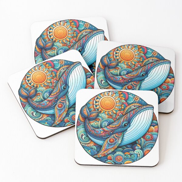 Item preview, Whale Zentangle – Sun | Vibrant Abstract Ocean Art designed and sold by Zaru Zentangle Studio.
