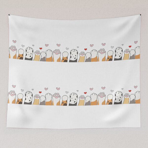 Item preview, Adorable Cat Paws Pattern with Hearts designed and sold by ArtfulWeave.