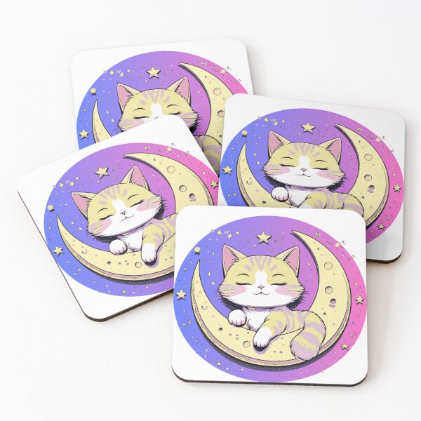 Item preview,  Sleepy Cat on Moon – Pastel Kawaii Art designed and sold by Kannu23.