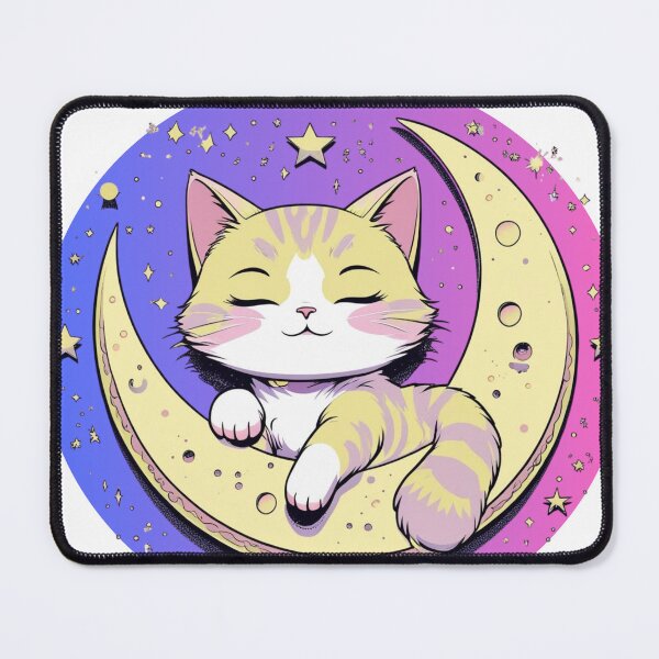 Item preview, Sleepy Cat on Moon – Pastel Kawaii Art designed and sold by Kannu23.