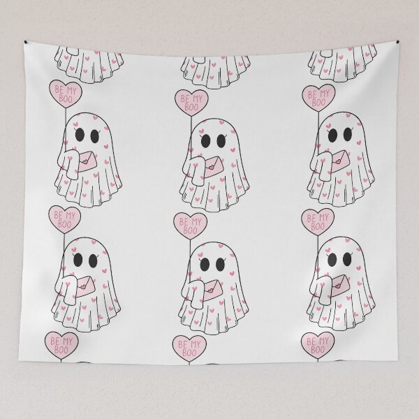 Item preview, Cute Valentine Ghost with Love Letter and Heart Balloon designed and sold by ArtfulWeave.