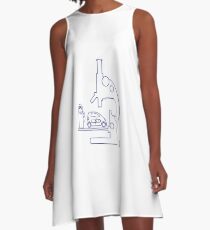 Microscope, electric car, charging station. A-Line Dress
