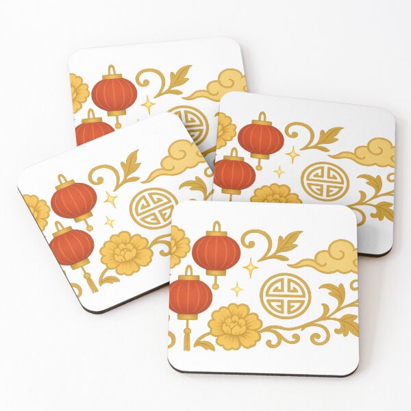 Item preview, Mid autumn festival illustration with lanterns and flowers in yellow and red, AI generated designed and sold by dvoevnore.