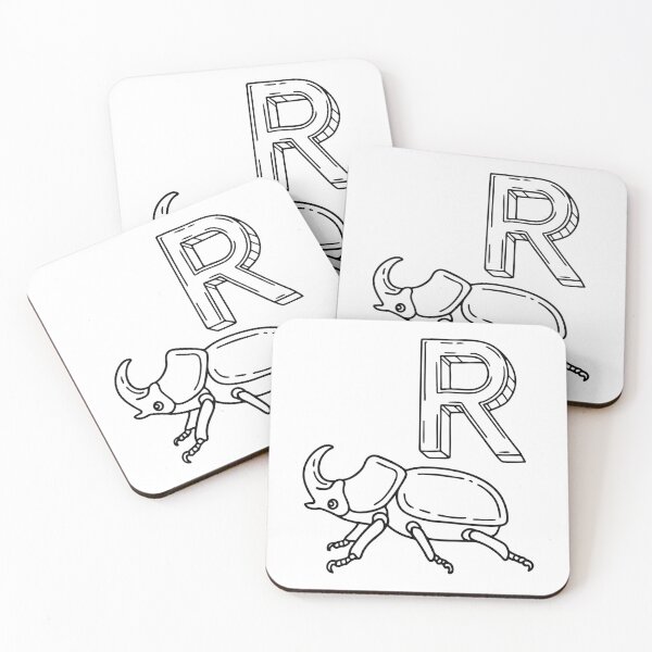 Item preview, An Illustration of letter R stand for Rhinoceros beetle designed and sold by rasagamastore.