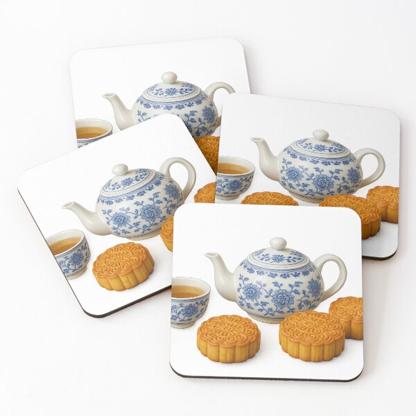 Item preview, Mid autumn festival tea set with mooncakes, isolated on transparent background, AI generated designed and sold by dvoevnore.