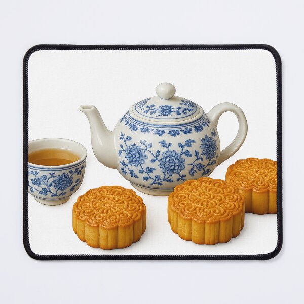 Item preview, Mid autumn festival tea set with mooncakes, isolated on transparent background, AI generated designed and sold by dvoevnore.