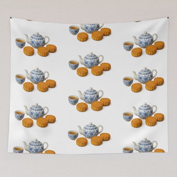 Item preview, Mid autumn festival tea set with mooncakes, isolated on transparent background, AI generated designed and sold by dvoevnore.