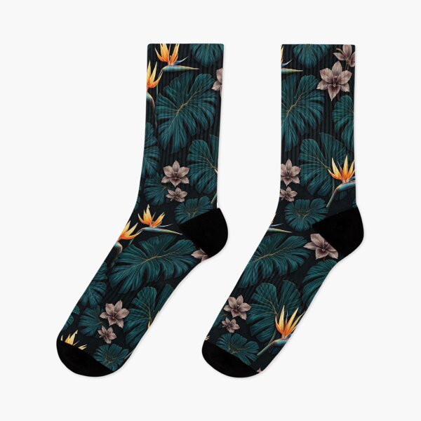Item preview, Elegant Night Jungle - Bird of Paradise and Monstera Pattern designed and sold by TitoMassia.
