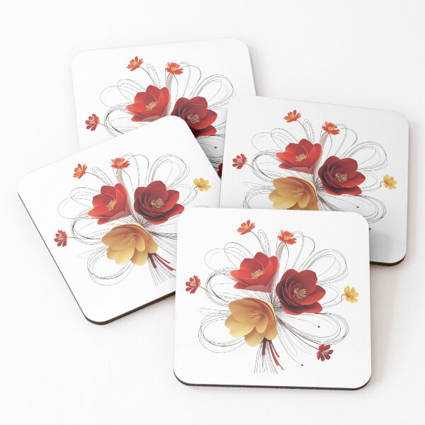 Item preview,  3D red & gold flowers designed and sold by My Pitbull Place.