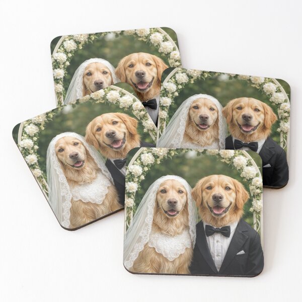 Item preview, Bride and Groom Golden Retriever Dogs designed and sold by Maria Dryfhout.