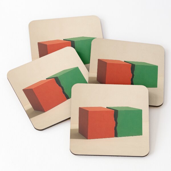 Item preview,  The Crack Between – Minimalist Red and Green Cube Composition designed and sold by Aesthread.
