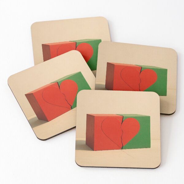 Item preview, Broken Symmetry – Minimalist Red Heart Split in Geometric Form designed and sold by Aesthread.