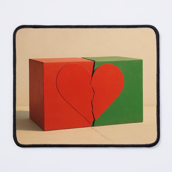 Item preview, Broken Symmetry – Minimalist Red Heart Split in Geometric Form designed and sold by Aesthread.