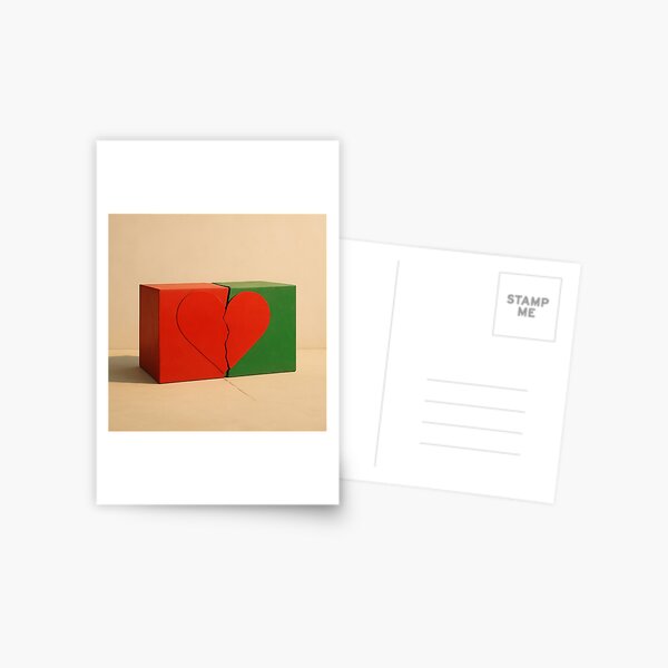 Item preview, Broken Symmetry – Minimalist Red Heart Split in Geometric Form designed and sold by Aesthread.