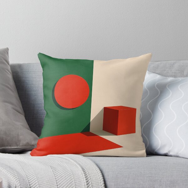 Item preview, Box and Circle – Minimalist Geometric Art with Red Shadow Play designed and sold by Aesthread.