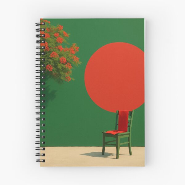 Item preview, Red Drape – Minimalist Chair and Tree with Bold Circle designed and sold by Aesthread.
