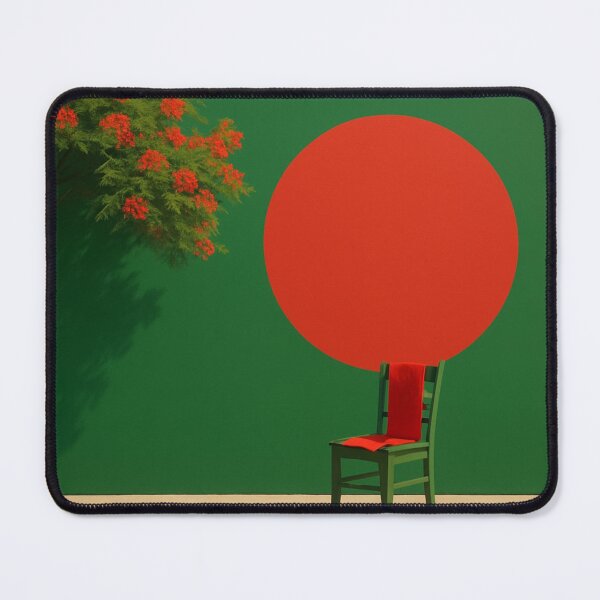Item preview, Red Drape – Minimalist Chair and Tree with Bold Circle designed and sold by Aesthread.