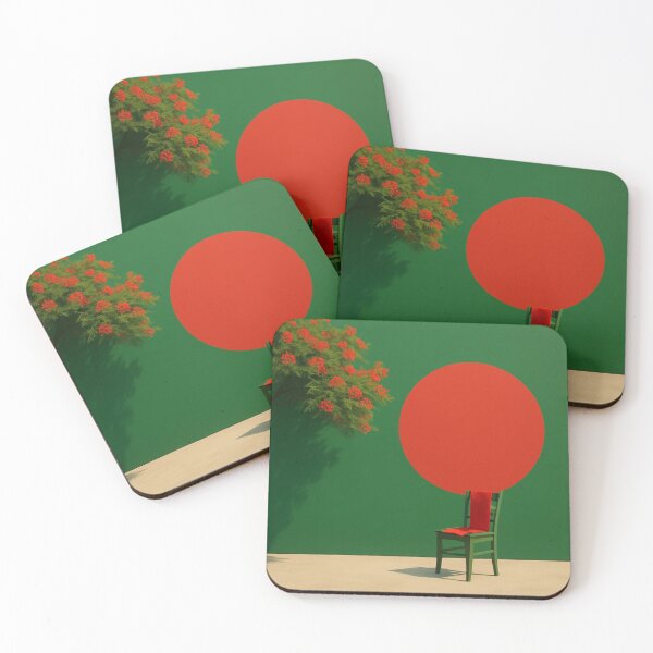 Item preview, Red Drape – Minimalist Chair and Tree with Bold Circle designed and sold by Aesthread.