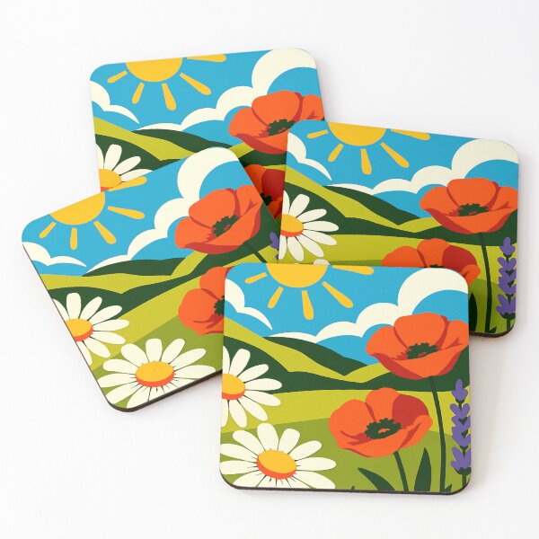 Item preview, VIBRANT WILDFLOWER HILLSCAPE designed and sold by Amethra.