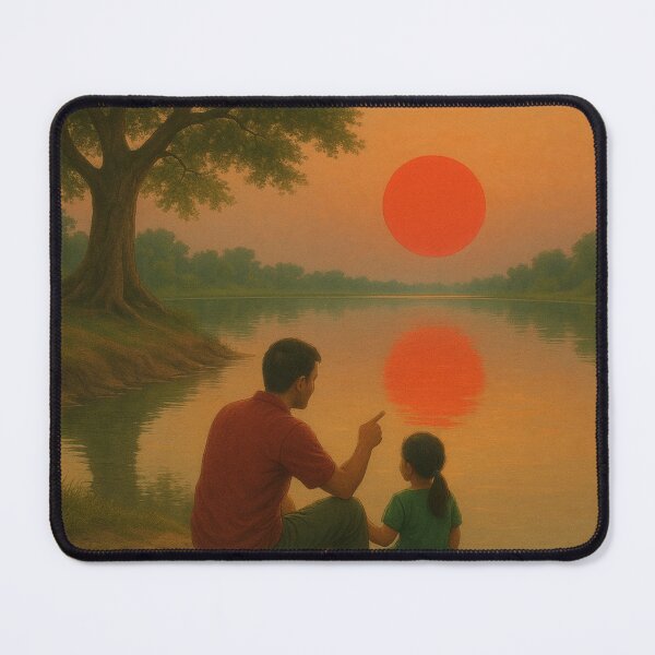 Item preview, Father and Daughter – Nostalgic Sunset Moment by the River designed and sold by Aesthread.