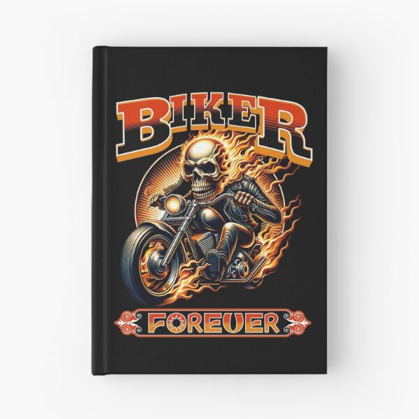 Item preview, Flaming Cartoon Skull Biker Forever designed and sold by FunCartoonSpot.