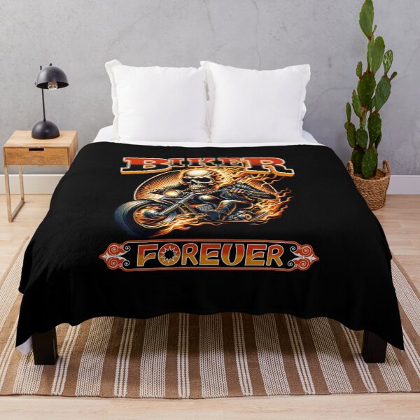 Item preview, Flaming Cartoon Skull Biker Forever designed and sold by FunCartoonSpot.
