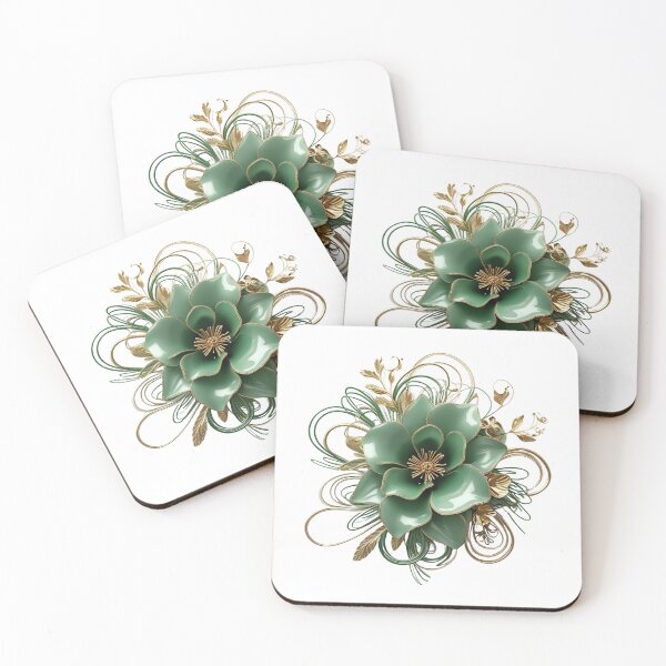 Item preview, 3D blooming green & gold flower designed and sold by My Pitbull Place.