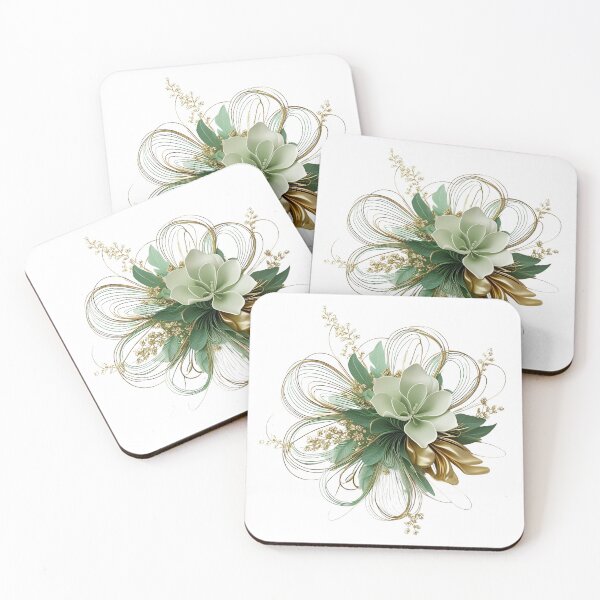 Item preview, 3D lacey green & gold flower designed and sold by My Pitbull Place.