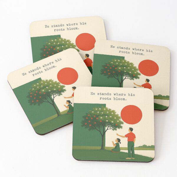 Item preview, Where Roots Bloom – Minimalist Family Art with Tree and Red Circle designed and sold by Aesthread.