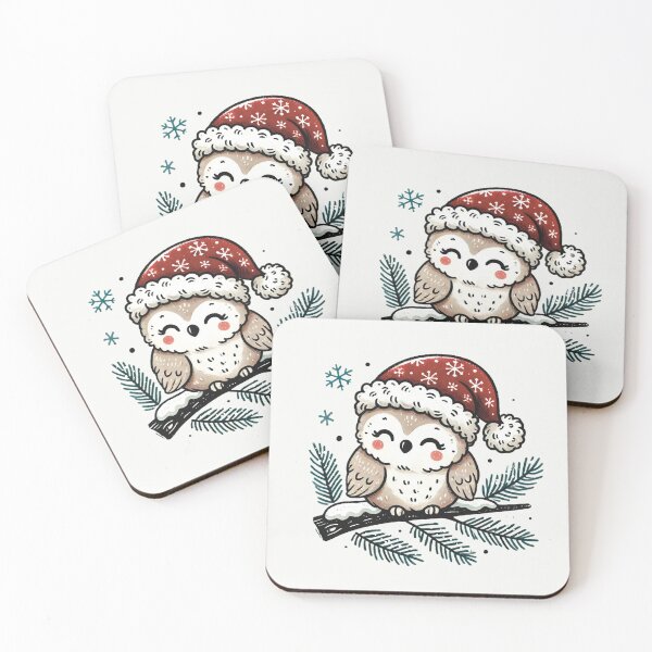 Item preview, Festive Santa Owl – Cute Christmas Owl in Holiday Hat designed and sold by Iras-Art-Corner.