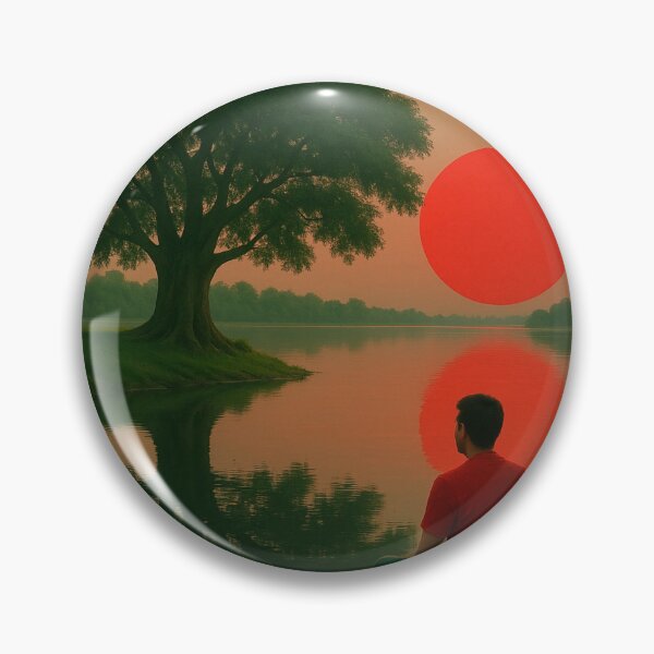Item preview, Stillness Before the Sun – Reflective Minimalist Landscape with Figure designed and sold by Aesthread.