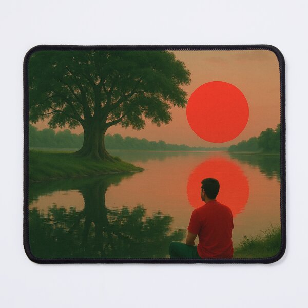 Item preview, Stillness Before the Sun – Reflective Minimalist Landscape with Figure designed and sold by Aesthread.