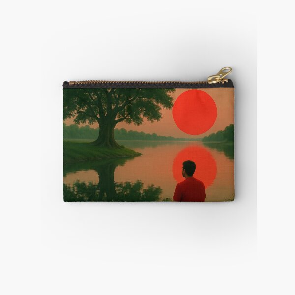 Item preview, Stillness Before the Sun – Reflective Minimalist Landscape with Figure designed and sold by Aesthread.