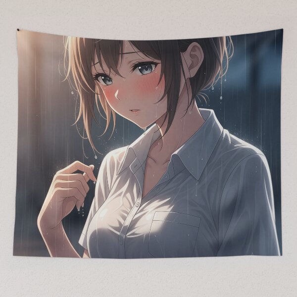 Item preview, The enchanted Waifu looks flirtatiously in the pouring rain designed and sold by GerwantSHOP.