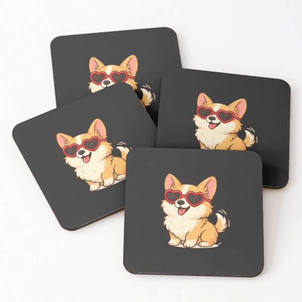 Item preview, Churro the Corgi – Fluffy Corgi Wagging Tail with Heart-Shaped Sunglasses designed and sold by ColorSplash123.