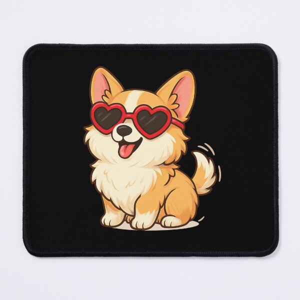 Item preview, Churro the Corgi – Fluffy Corgi Wagging Tail with Heart-Shaped Sunglasses designed and sold by ColorSplash123.