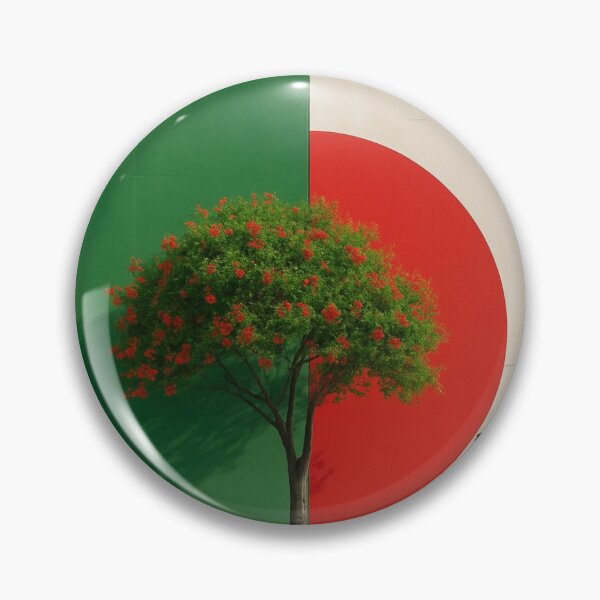 Item preview, Centerline – Minimalist Man and Tree Composition with Red-Green Balance designed and sold by Aesthread.