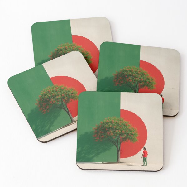 Item preview, Centerline – Minimalist Man and Tree Composition with Red-Green Balance designed and sold by Aesthread.