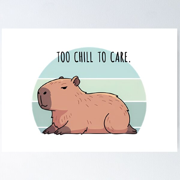 Item preview, Too Chill To Care Capybara - Relaxed Vibe Striped Background designed and sold by FreshPrintCo.