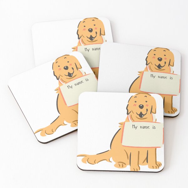 Artikelvorschau, Entzückender Golden Retriever mit Namensschild entworfen und verkauft von art.paperplanes.